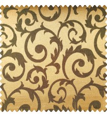 Gold black color traditional design texture finished surface shiny swirls pattern polyester main curtain